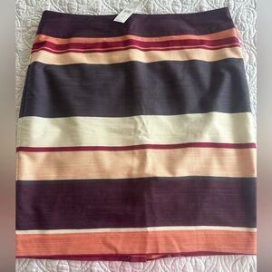 LOFT Striped Pencil Skirt in Plum, Cream & Peach
